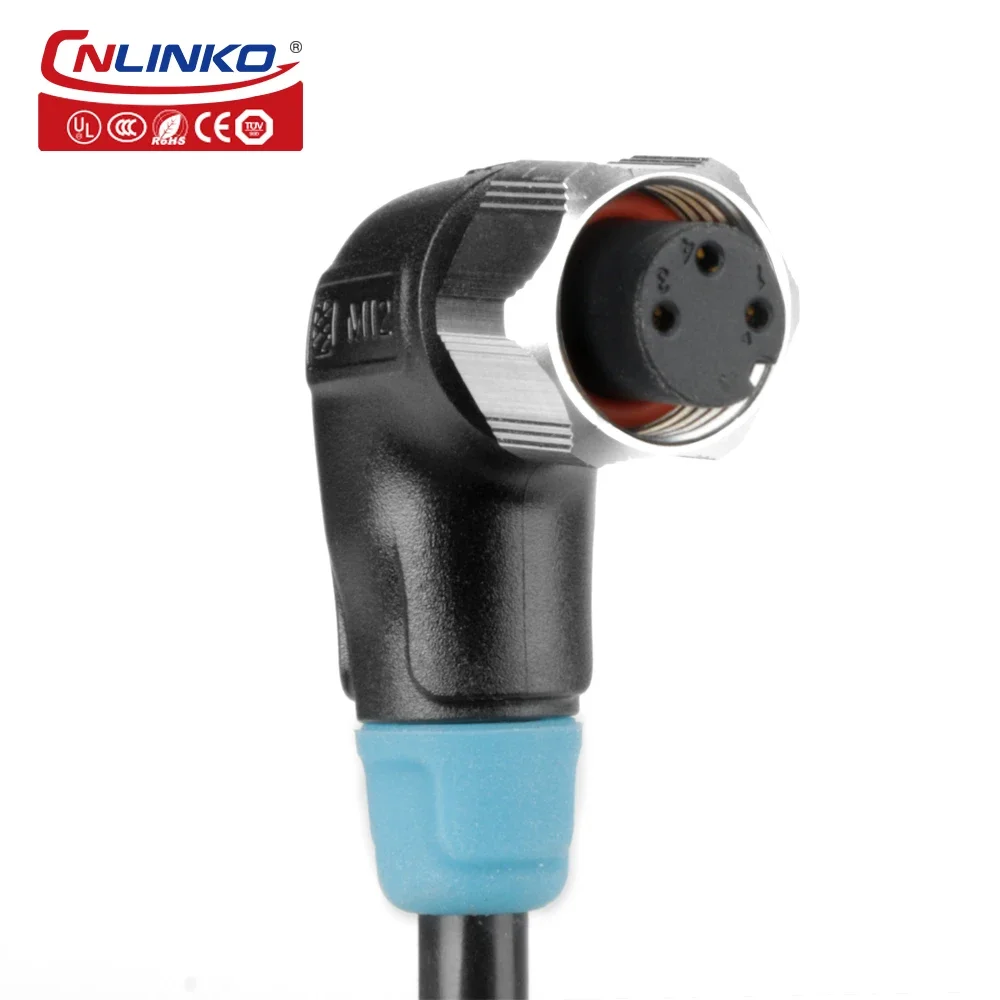 CnLinko M12 IP68 industrial female with male 3pin wire power waterproof connector