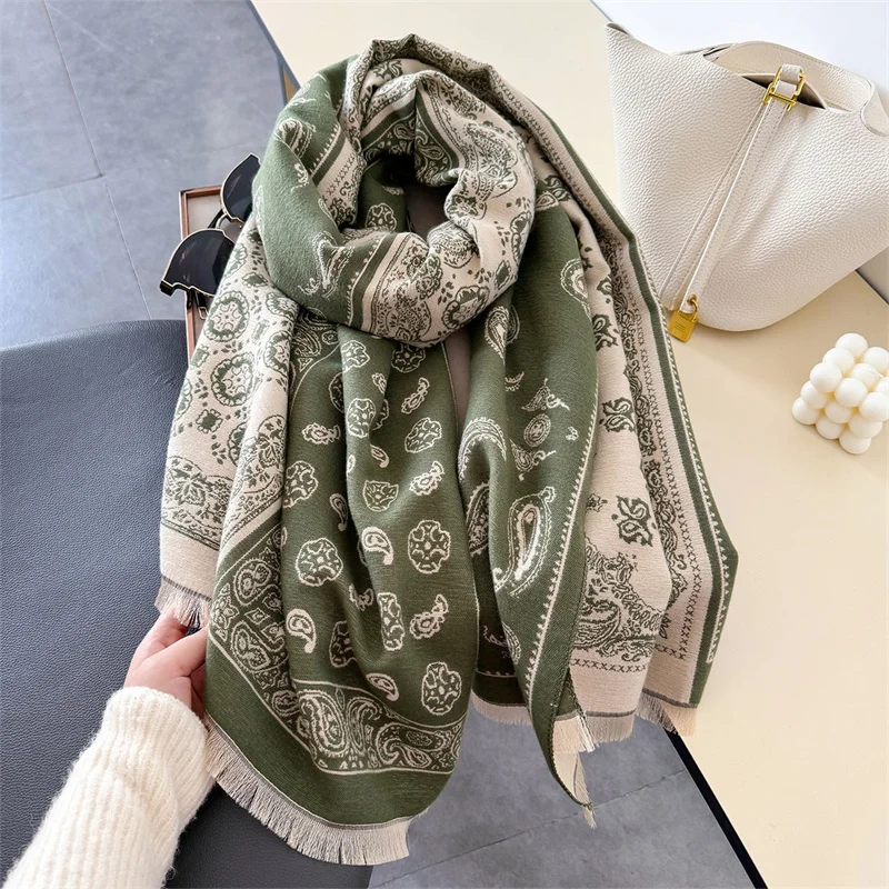 Luxury Brand Cashmere Scarf Women Winter Shawl and Wraps 2024 Design Caps Thick Blanket Bufanda Stoles Echarpe Femme Pashmina