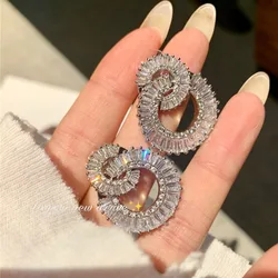 Korean Original Bling Crystal Geometry Exquisite Earrings for Women 2022 New Fashion Statement Earrings Party Jewelry Female