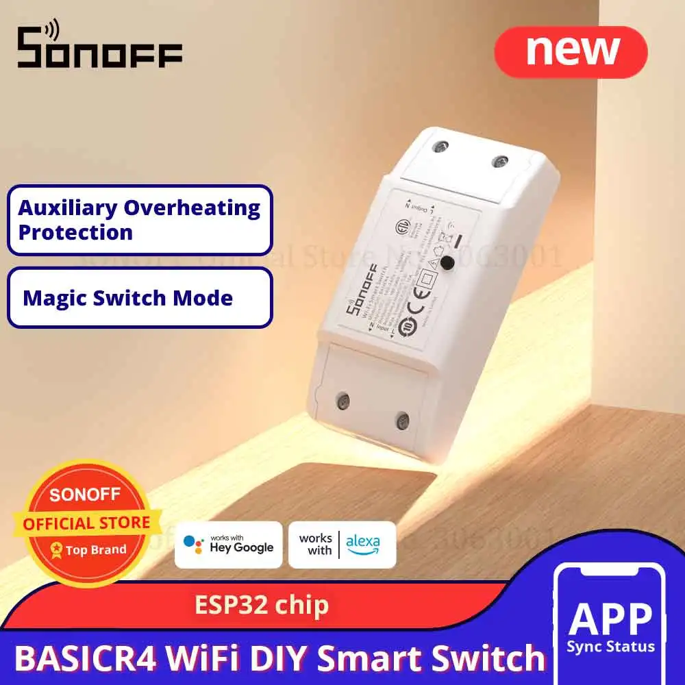 SONOFF BASICR4 WiFi Switch DIY Universal Breaker Relay Moudle Timer Smart Home Magic Switch Mode eWeLink Wireless Remote Control