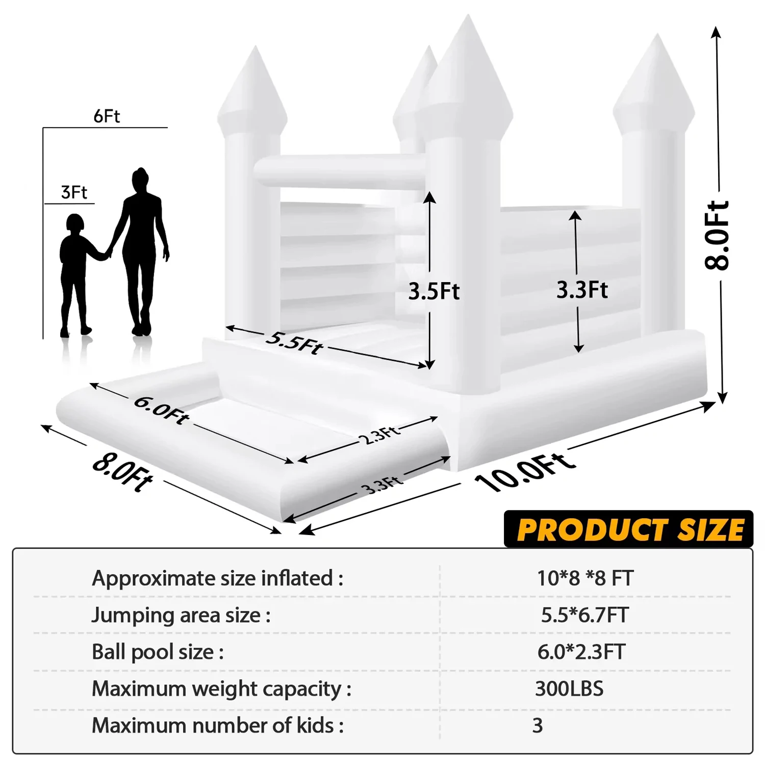 Castelo inflável combinado comercial branco da casa do salto do casamento com todo o pvc para crianças internas e externas e corredores