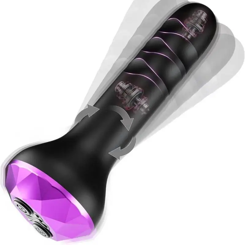 【HB】1Pcs Rotating Vibrating Butt Plug Anal Vibrator Male Prostate Massager Anal Dildo Butt Plug Adult Sex Toys G-Spot Vibrators