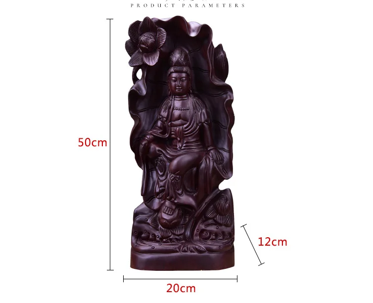 50cm Large HOME SHOP home decor Talisman Bless family safe GOOD LUCK  Lotus Guanyin buddha Ebony wood HAND carving art statue