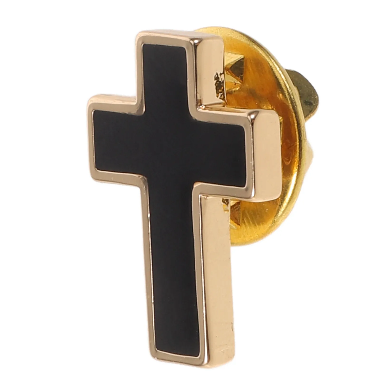 Copper Cross Brooch Pin Catholic Unisex Crucifix Lapel Pin for Suit Coat Scarf Baptism Confirmation Communion Gift Golden