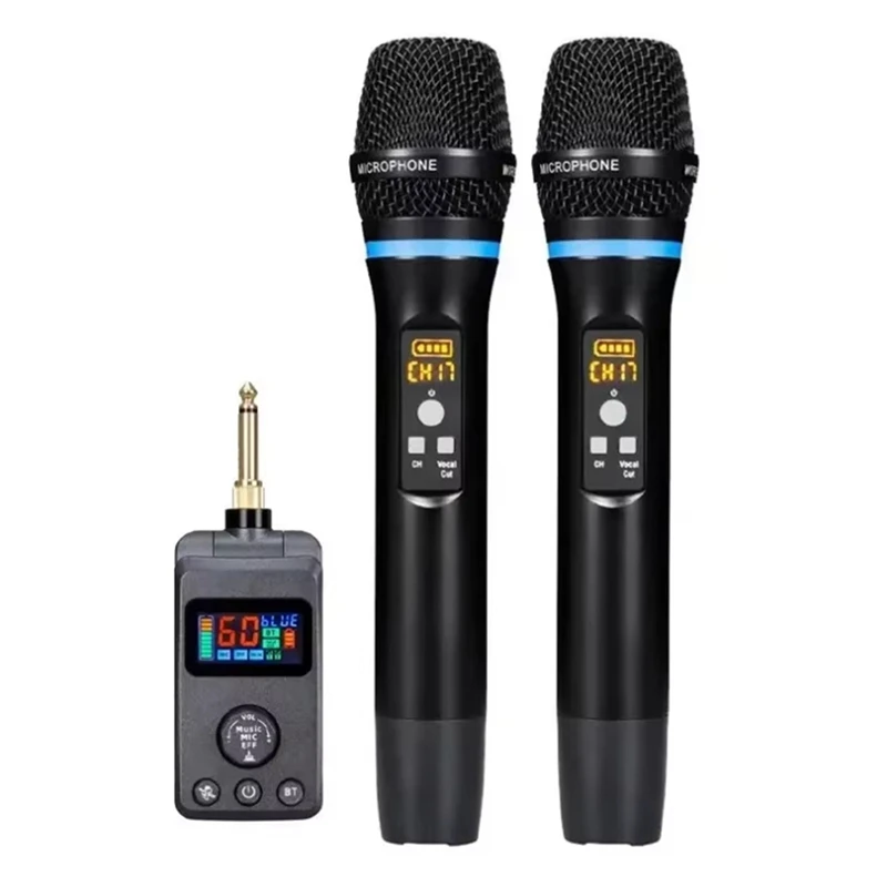 

AAAN-M50 UHF Dual DSP Wireless Dynamic Karaoke Microphone System Anti-Howling Rechargeable Receiver Plug Play Microphone Set