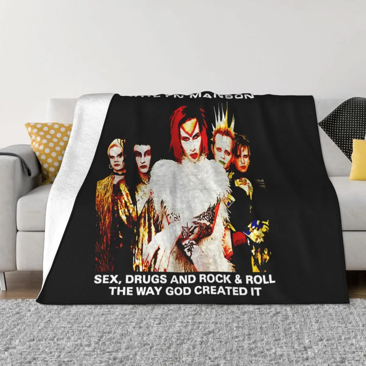 Marilyn Manson Rock Is Dead Tour New 100 Front Back Design Fashion Geek Science Stylish Throw Blanket