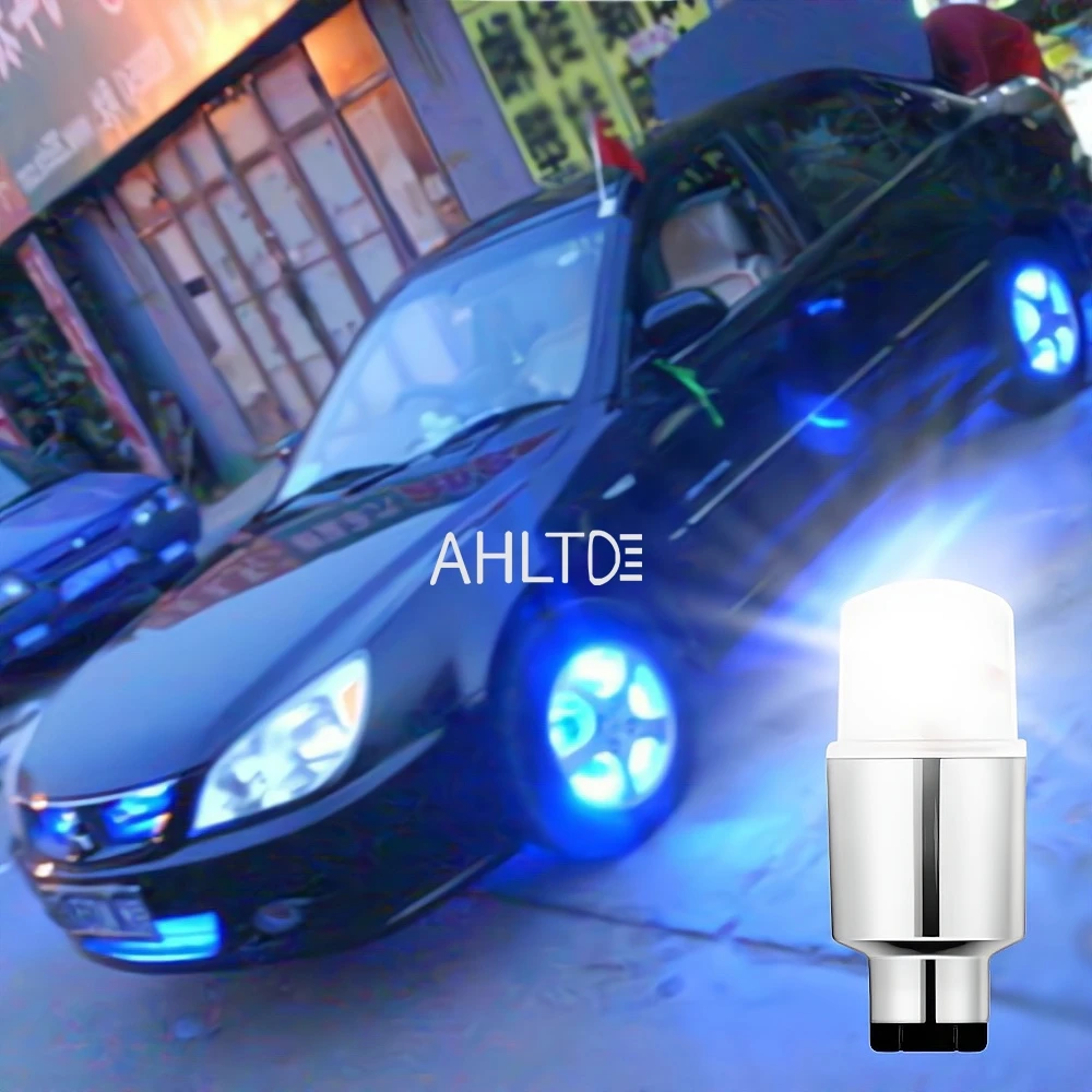 2Pc Car Bike Hub Lamp Wheel Tire Tyre Valve Flash Neon LED decoration lights Auto Dust-proof Caps Spoke Stems Caps Accessories