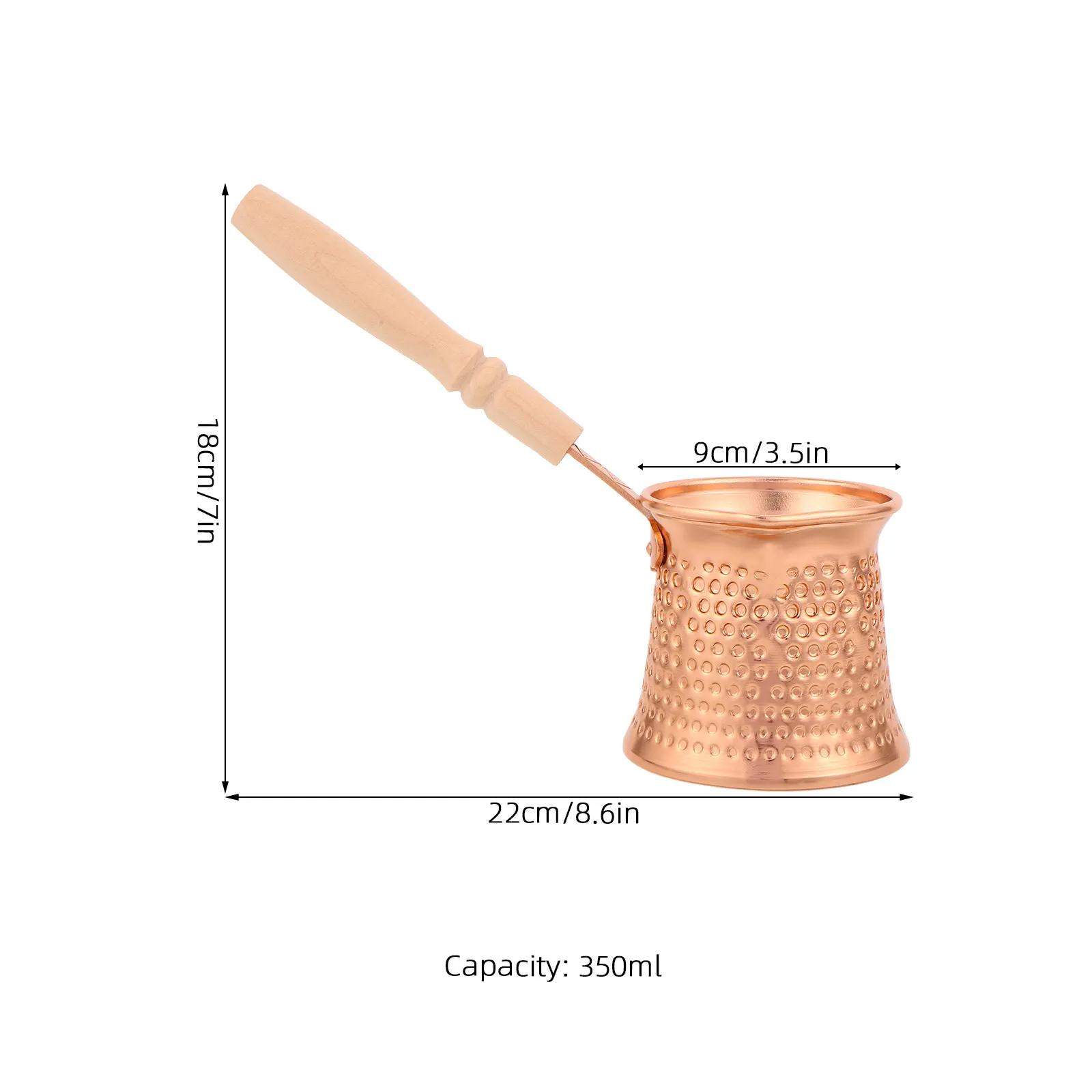 Turkish Coffee Pot 350Ml Aluminum Stovetop Espresso Pot Vintage Wooden Handle Multi Use Coffee Maker Milk Frothing Butter Warmer view 4