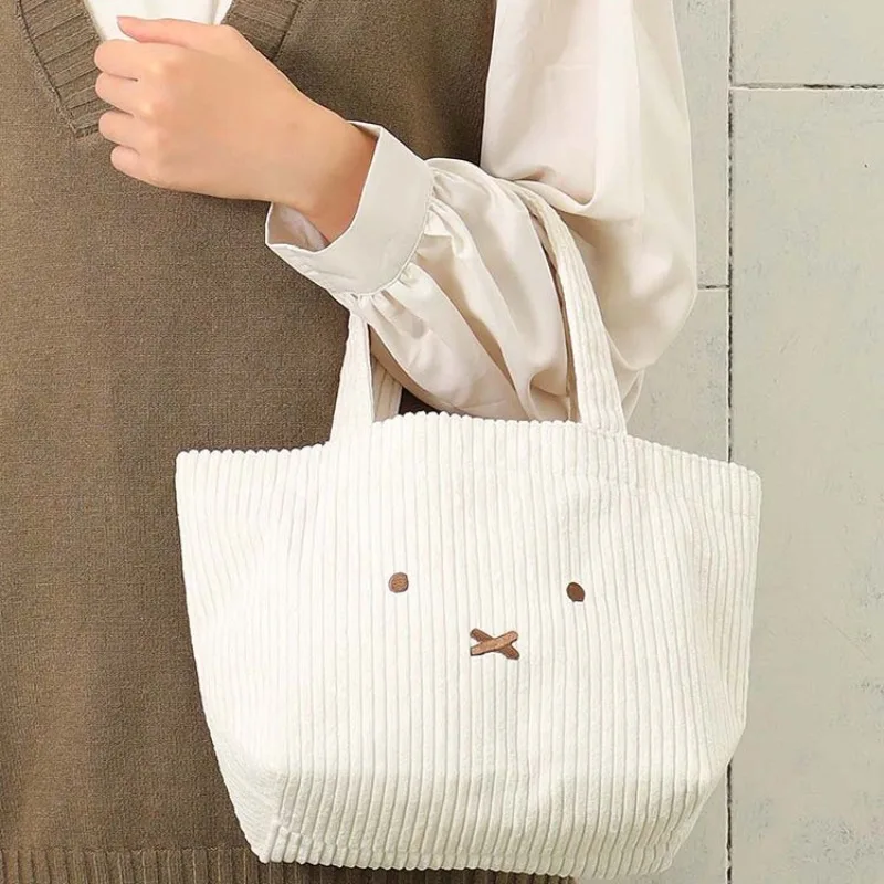 

Hot Cartoon Miffy Series Embroidered Handbag Creativity Exquisite Corduroy High-capacity Cute Lunch Bag Girls Gift