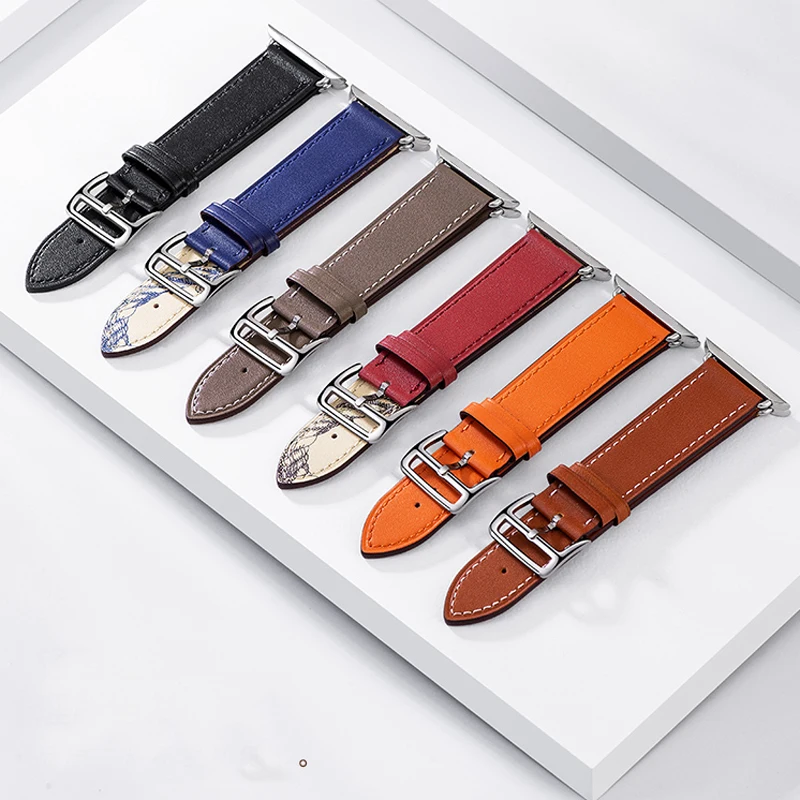 Leather Correa For Apple Watch Band 46mm 44mm 45mm 38mm 40mm 41mm 42mm Bracelet With Logo Strap For iWatch Ultra 1 2 SE 6 7 8 9