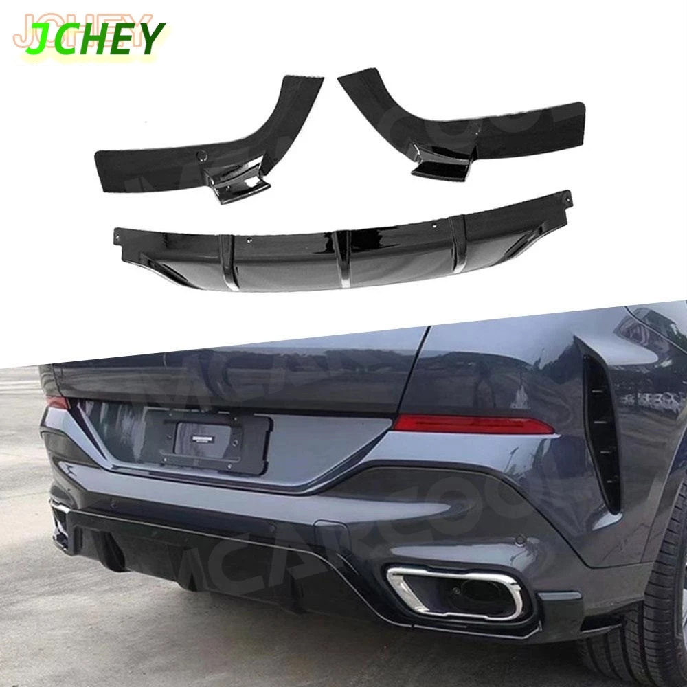 

ABS Carbon Look Rear Bumper Diffuser Lip for BMW X6 G06 M Sport 2020- 2022 Car Boot Exhaust Splitter Spoiler Plate Accessories