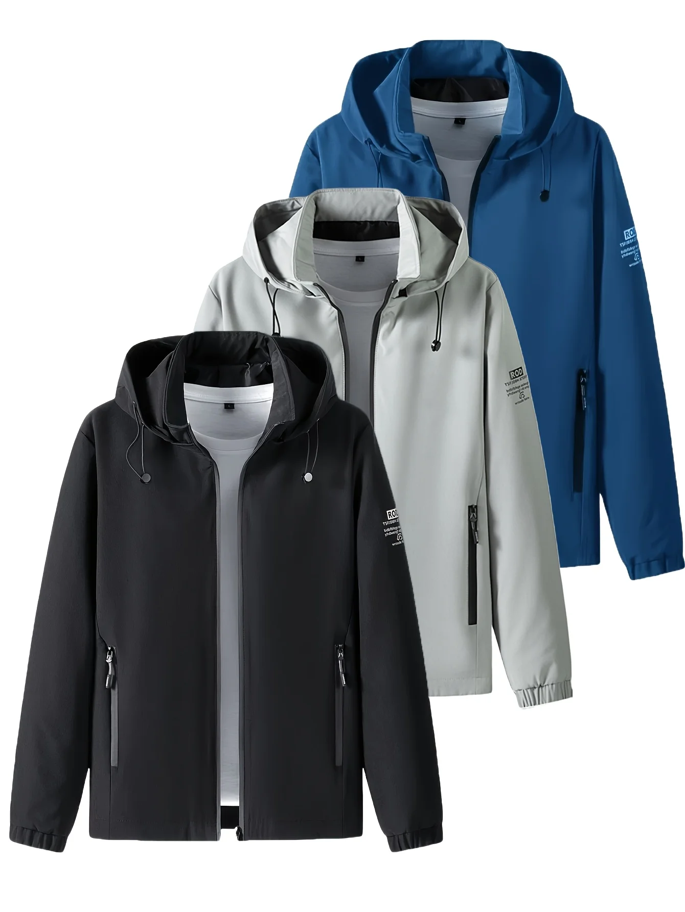 سترة بغطاء للرأس عصرية للرجال مكونة من قطعتين - اتجاه كاجوال، بتصميم سحاب قابل للفصل، ألياف بوليستر، وأكمام طويلة