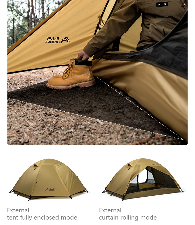 BISINNA Campingzelt für 2 Personen, tragbar, wasserdicht, Rucksackzelt, doppellagig, für Outdoor, Wandern, Reisen, Campingausrüstung – Detail 5