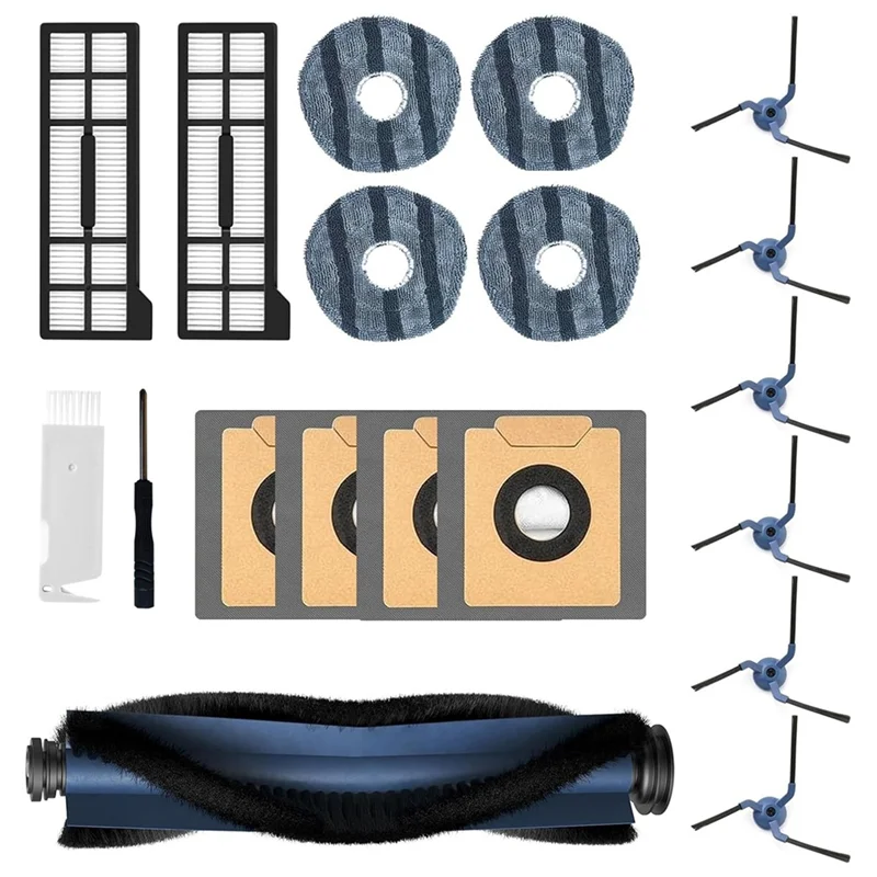 

A21I-For Eufy X10 Pro Omni Robot Vacuum Cleaner Main Side Brush Hepa Filter Mop Cloth Dust Bags Accessories Kit