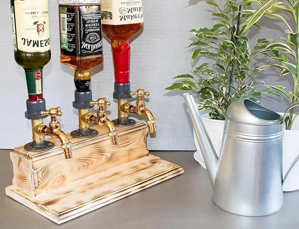 Wood Faucet Shaped Whisky Liquor Dispenser Perfect Wine Alcohol Gifts for Dad Husband Rustic Farmhouse Bar Home Decor image 11