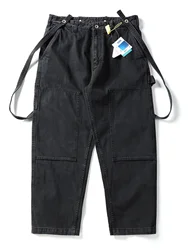Heavyweight 100% Cotton Workwear Logging Pants Men's Autumn Thick Straight Casual Bib Pants Japan Retro American Trendy Overall