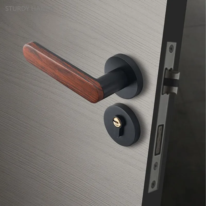

Creative Zinc Alloy Door Handle Lock Mute Bedroom Door Lock Indoor Security Split Lock Home Hardware Mechanical Lock with Key