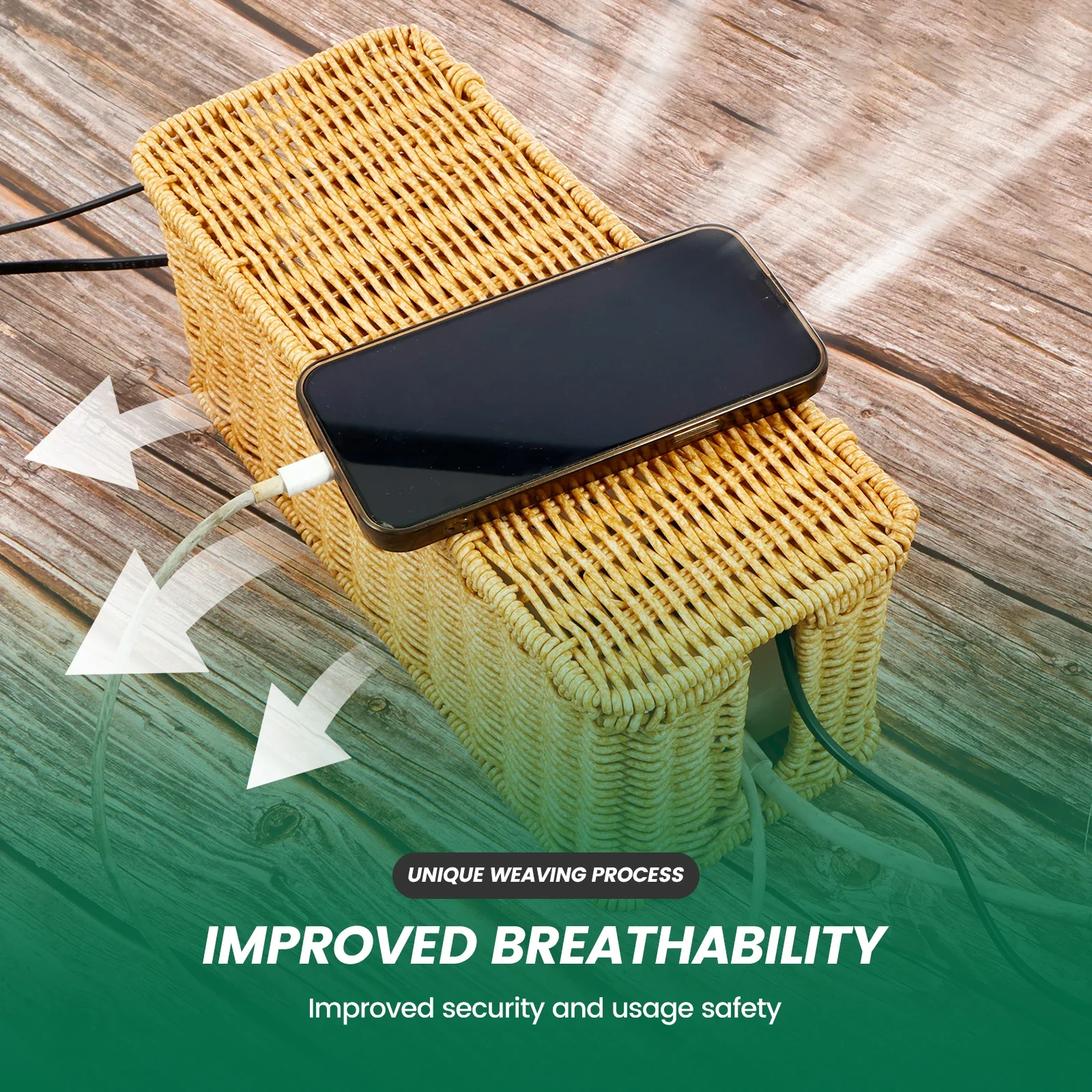 تقليد الروطان منظم الكابلات صندوق مكتب عمل مقبس الشاحن شبكة خط صندوق تخزين سلك الطاقة شاحن صندوق تخزين