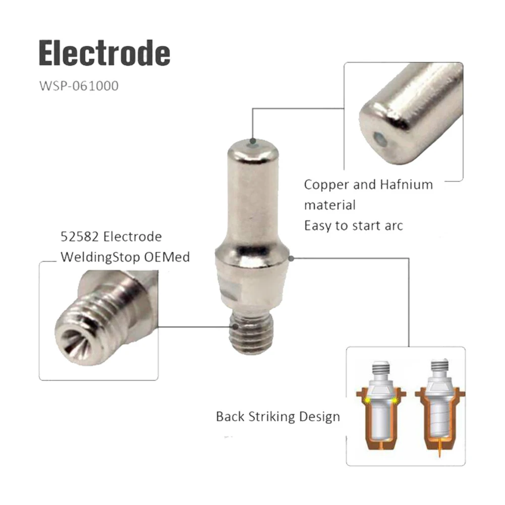20pcs Plasma Electrode MT52582 and Nozzle MT51313P.11 for PT60 Cutting Torch Compatible with IPT 60 Plasma Devices