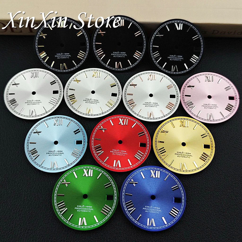 

Циферблат для часов Sunburst NH35 28,5 мм с римскими цифрами, высококачественные модифицированные аксессуары для часов, совместимые с механизмами NH35, NH36, 4R, 7S.