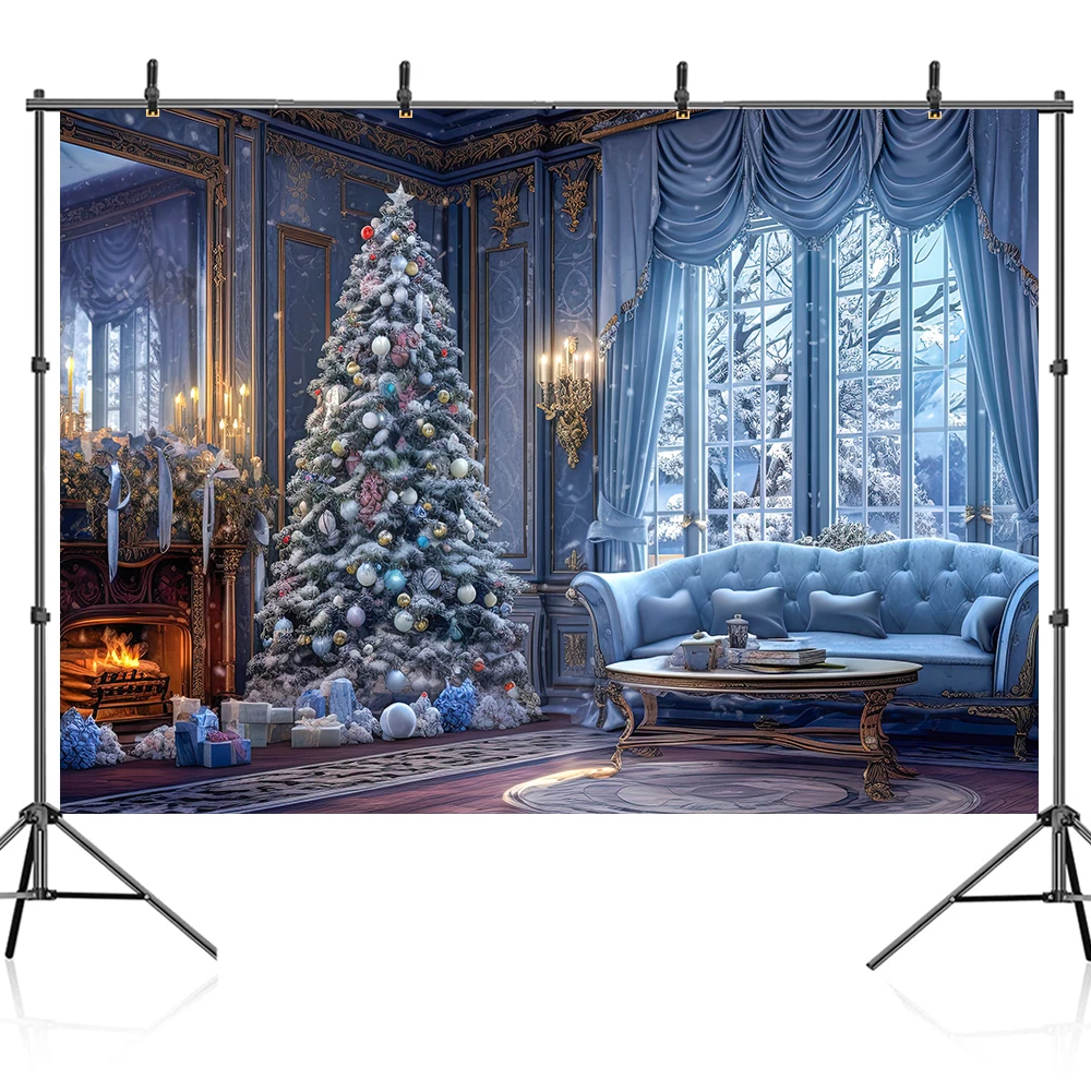 Bonvvie Christmas Photography Background Vintage Indoor Christmas Tree Gifts Party Family Decor Photo Studio Backdrop Photobooth