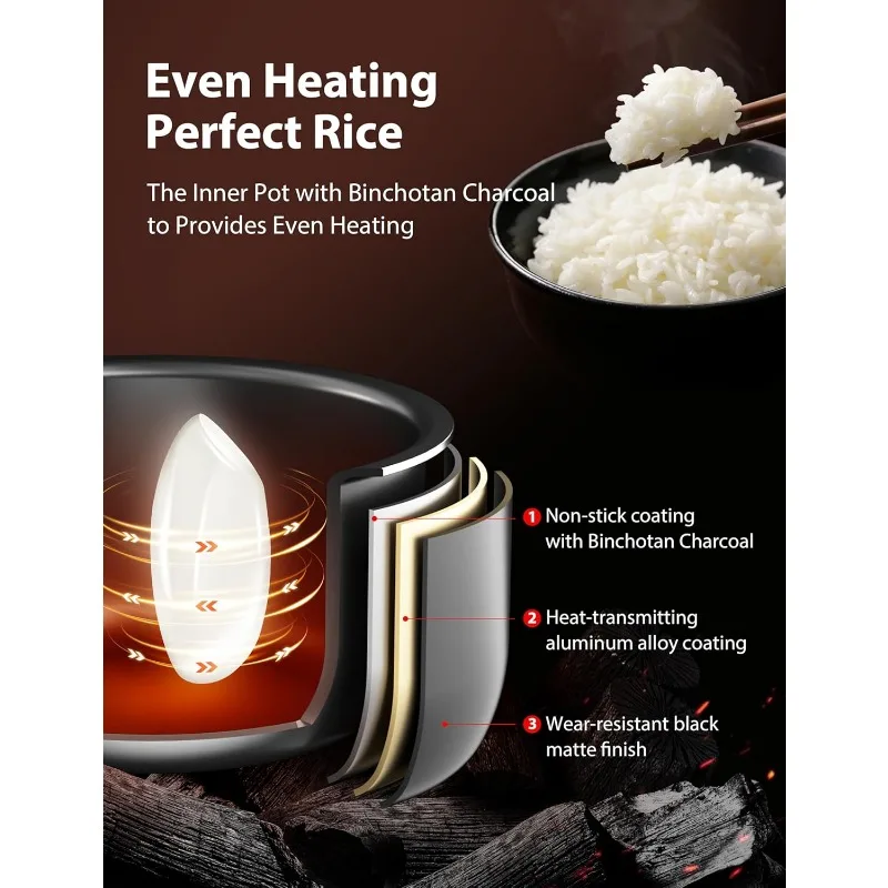 جهاز طهي الأرز توشيبا صغير 3 أكواب غير مطبوخ - شاشة LCD مع 8 وظائف للطهي: الأرز، دقيق الشوفان، الحبوب المختلطة والمزيد