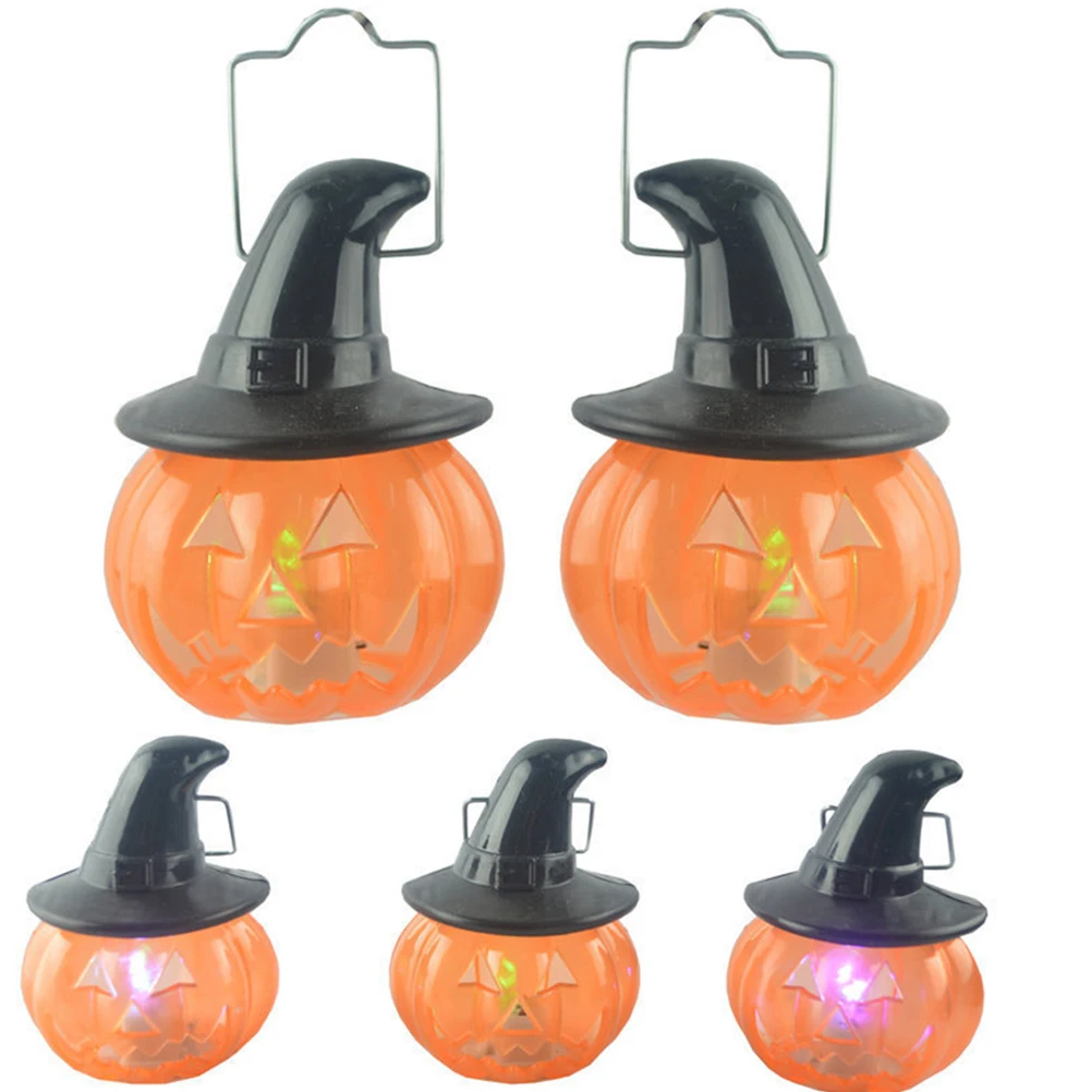 8pcs 할로윈 빛나는 호박 램프 휴대용 Led 랜턴 플라스틱 장식 소품 파티 의상 액세서리 트릭 오어 트리트
