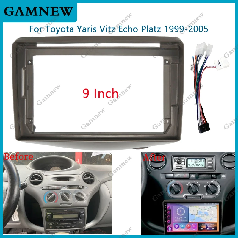 9 Inch Car Frame Fascia Adapter Android Radio Dash Fitting Panel Kit For Toyota Yaris Vitz Echo Platz 1999-2005