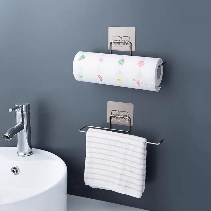 

1PCS Paper Towel Holder For Towels Stand Hanger Kitchen Faucet Bathroom Gadgets Napkin Holders Metal Fixture Home Improvement