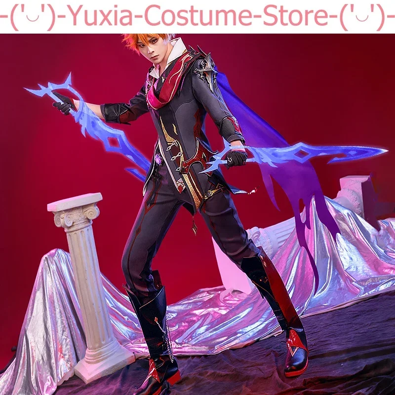 Anime! Genshin Impact Tartaglia Beholders Form Game Suit Handsome Uniform Cosplay Costume Halloween Party Outfit Men