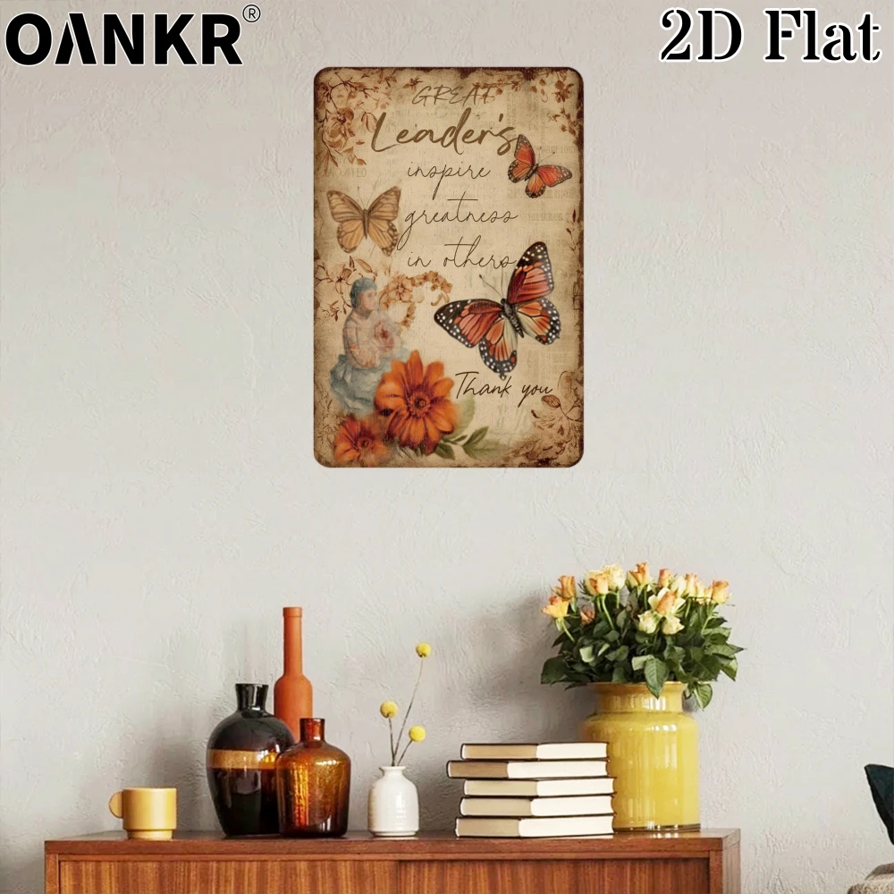 Home Office Quotes - Vintage Metalowy Znak z Motywem Motyli