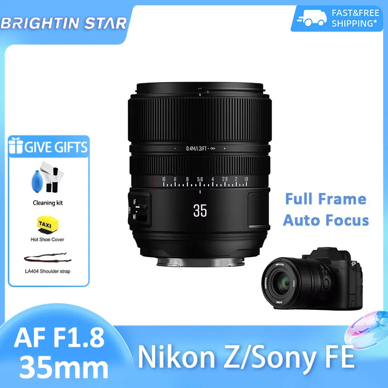 

Объектив Brightin Star 35mm F1.8 STM с автофокусом, полнокадровый, с гуманистической фокусной дистанцией, для камер Sony E A6400 A7iii ZVE10II Nikon Z6ii
