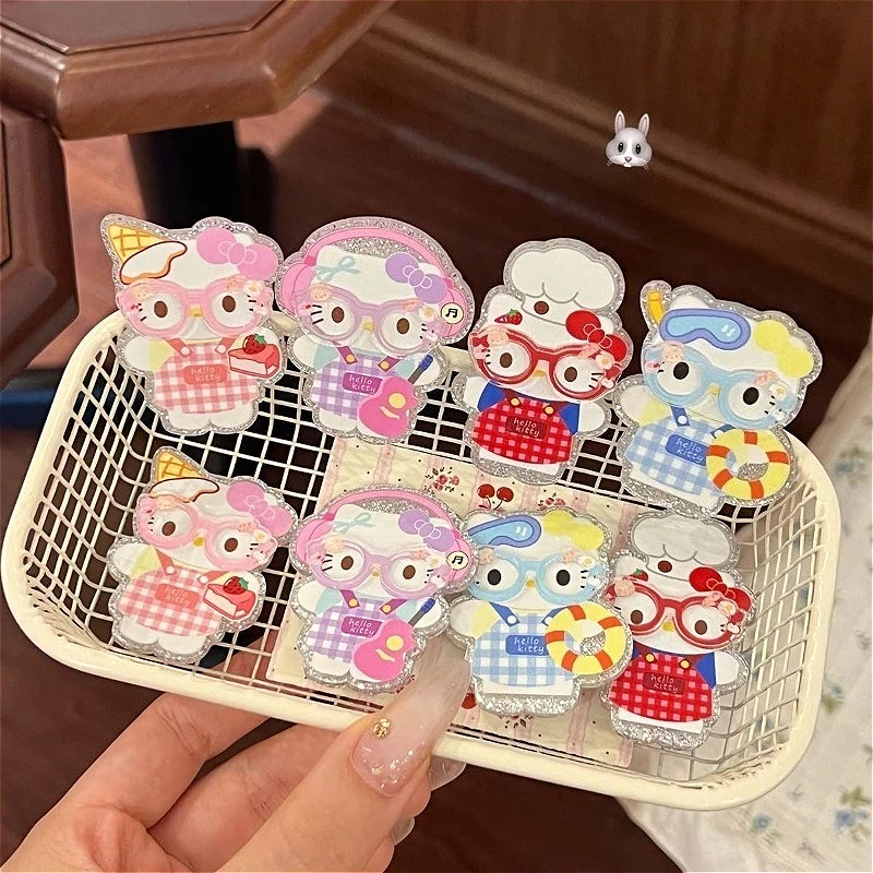 سانريو مرحبا كيتي مشبك شعر الاكريليك منقار البط كليب الحلو المئزر مقاطع الشعر الانفجارات الموضة كليب أغطية الرأس إكسسوارات الشعر فتاة هدية