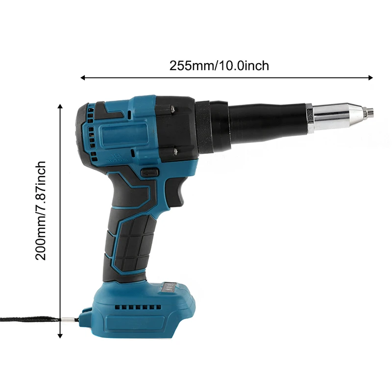 Porca sem escova elétrica sem fio da chave de fenda da arma 2.4-4.8mm do rebitador com luz conduzida para a bateria de makita 18v (sem bateria)