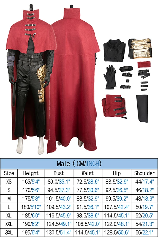 Gioco finale Cos Vincent Vlentine Costume Cosplay abiti fantasia mantello top Halloween carnevale accessori per abiti per gioco di ruolo maschile