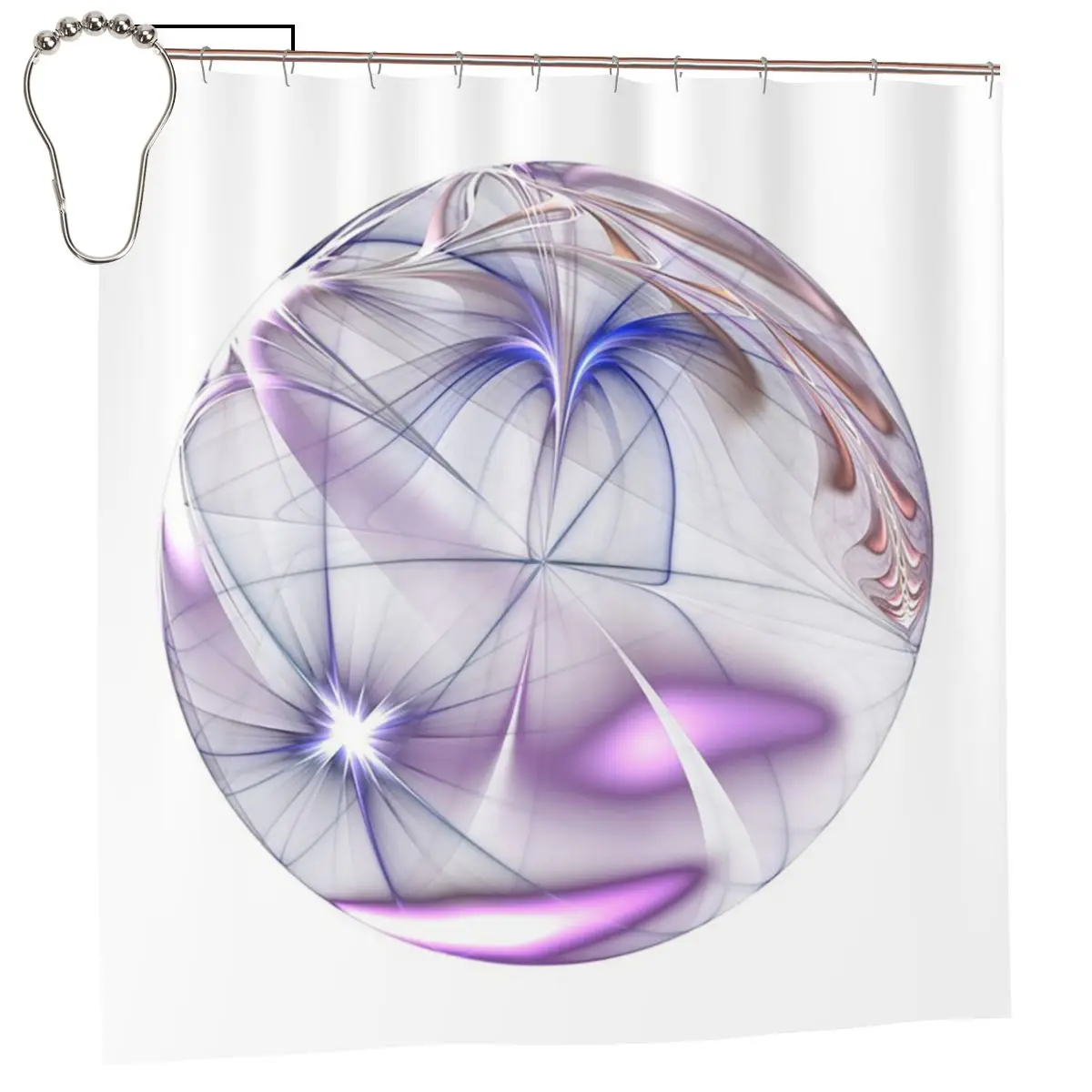 Spherical Refracted Colored Diorama Shower Curtain Bathroom Polyester Waterproof Bath Curtains with Hooks