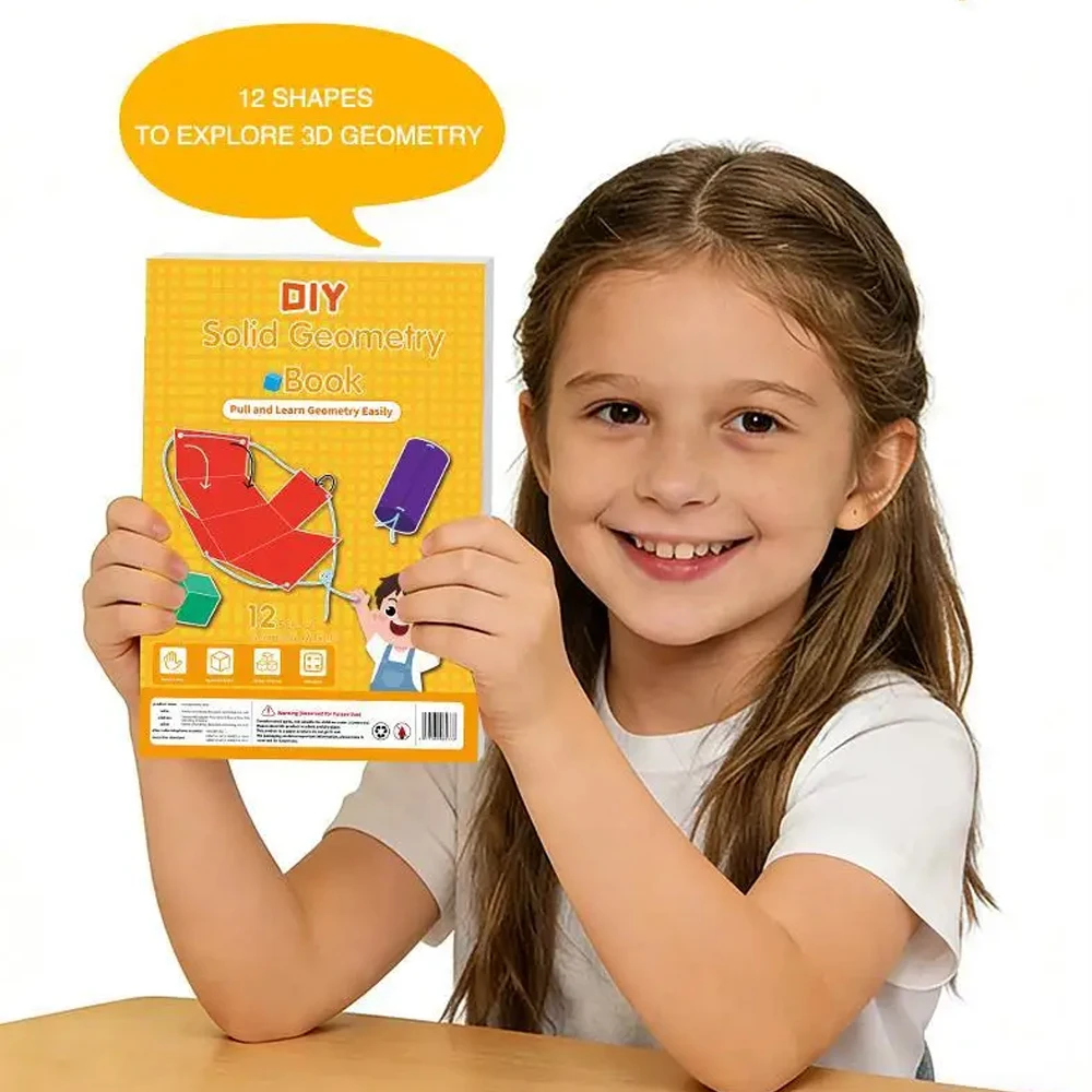 

Pull String 3D Geometry Learning Book Childrens DIY Solid Books Solids Geometric Models Space Thinking Training Game