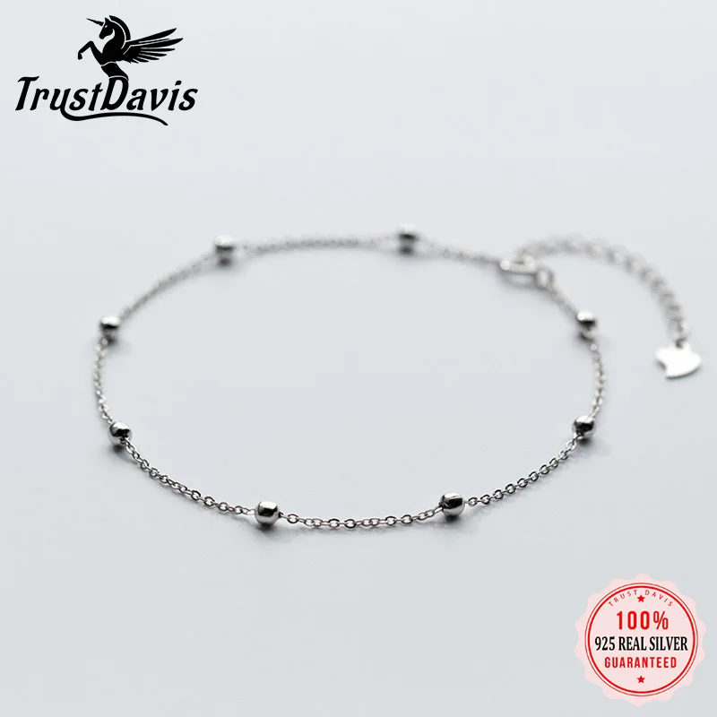 

Trustdavis genuine 925 Sterling Silver Fashion Sweet Small Bell Anklets For Women Sivlerm 925 Jewelry Anklets Wholesale DS805