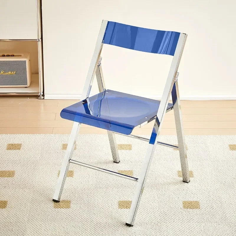 &Internet Celebrity Simple Acrylic Transparent Folding Chair Home Dining Chair Photo Backrest Can Be Stored Stool Dining Chairs
