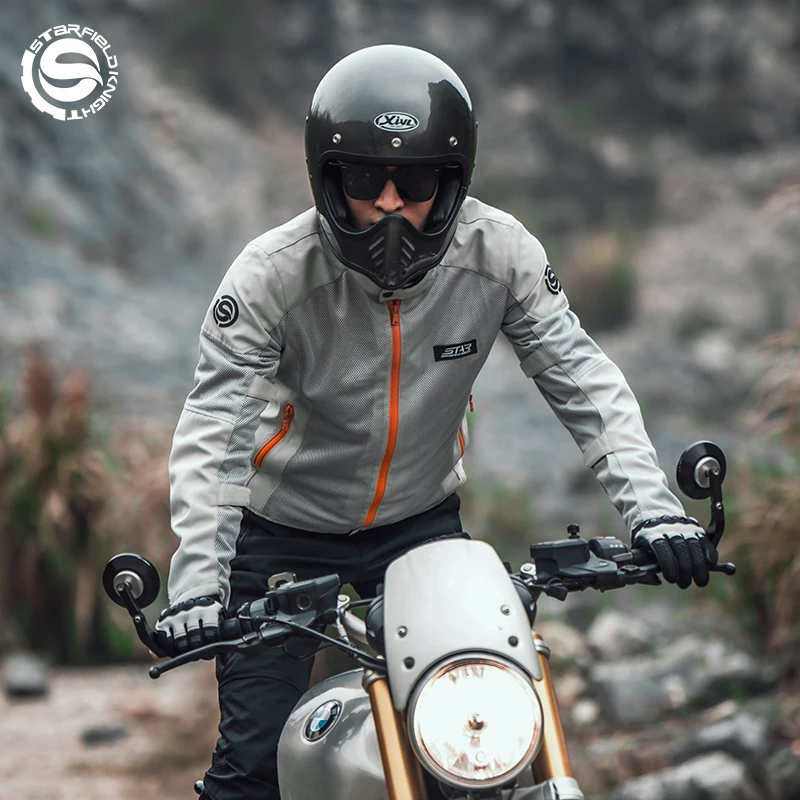 

SFK Men's Motorcycle Jacket Riding Clothing Spring&Summer Mesh Breathable With CE Soft Armor Body Protective Gears Accessories