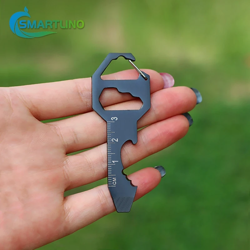 Stainless Steel Multi-Tools Self Defense Keychain Bottle Opener Metric Ruler Screwdriver EDC Gadget Universal Pocket Tools