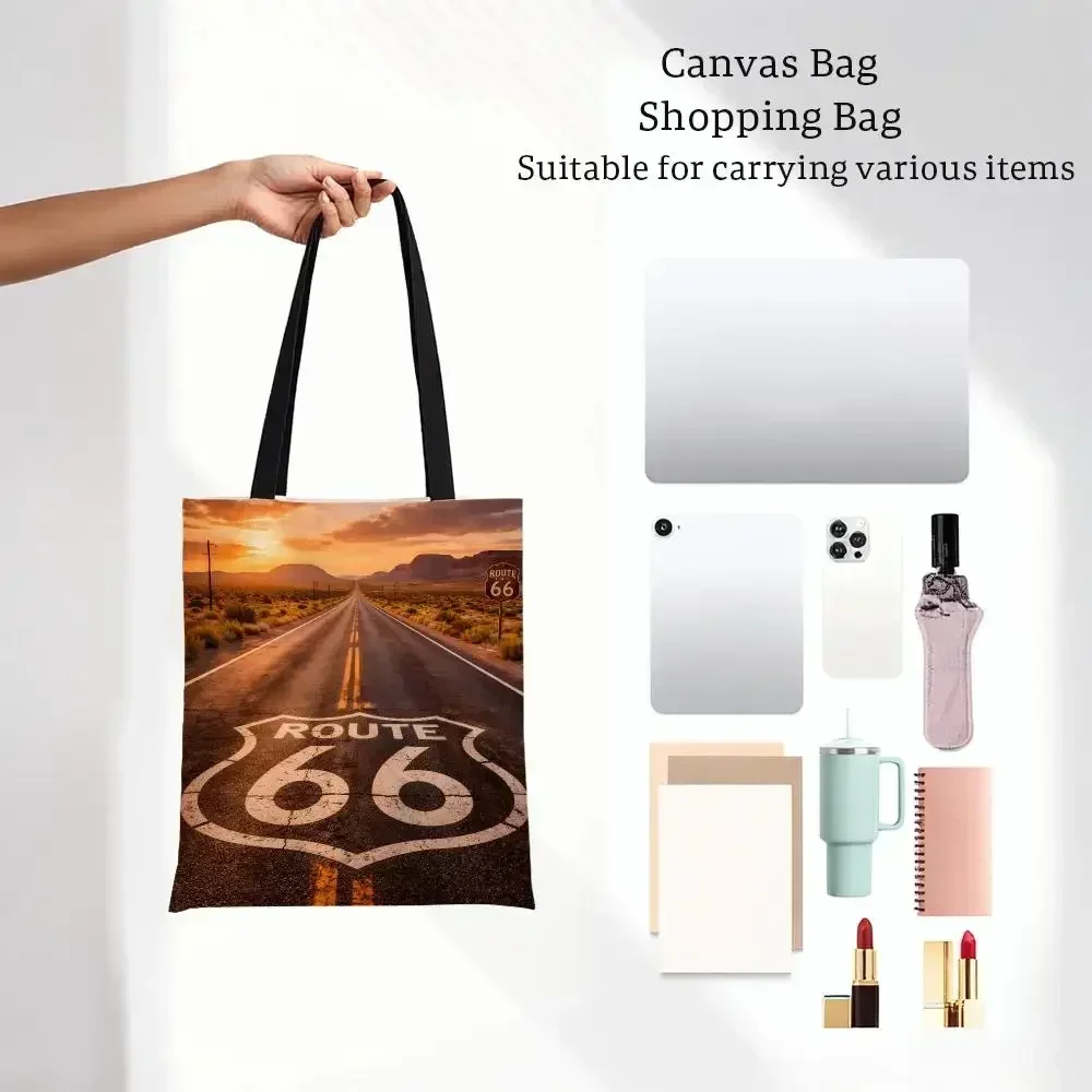 Theme Travel Route 66 Storage Bags Bags Series Print Bag Lightweight Shoulder Daily Shopping Bags