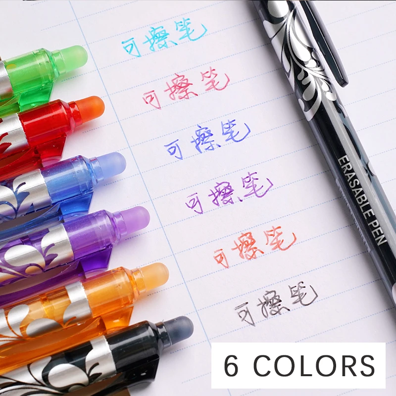 0,5mm Radierbare Gelstifte Set 6 Farben Nachfüllbarer Stift Magische Tinte Radierbarer Stift Abwaschbarer Griff Büro Schreibwaren Schüler Schule Schreibutensilien – Detail 3