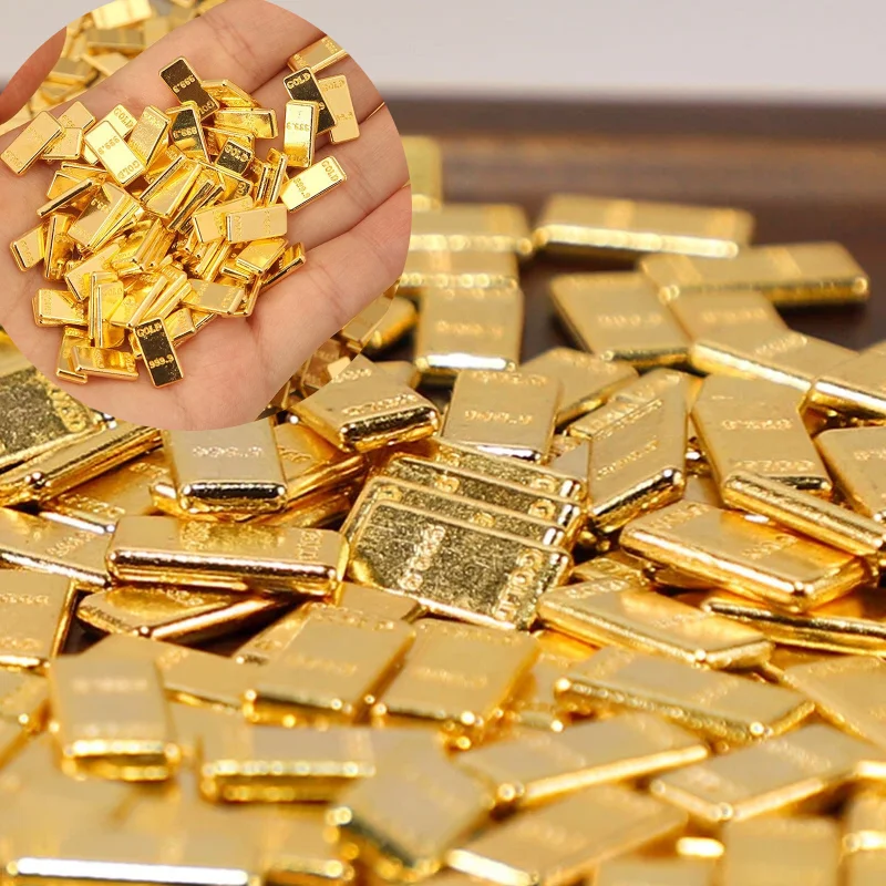 50 Teile/satz Miniatur Gold Bars Modell Puppenhaus Dekoration Simulierte Mini Gold Bar Wohnkultur Kinder Pretend Spielen Spielzeug Geschenk