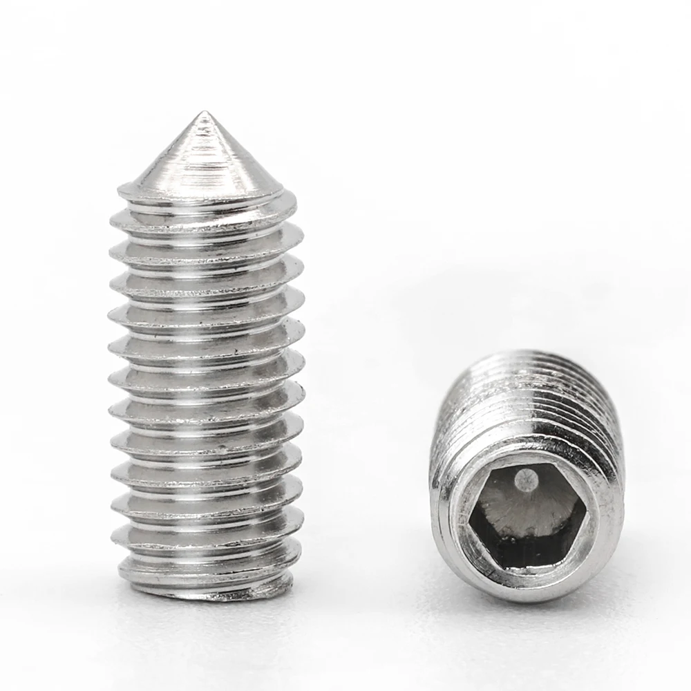 Hexagon Socket Set Screws with Cone Point 304 Stainless Steel M2 M2.5 M3 M4 M5 M6 M8 M10 M12 Allen Cone Tip Set Screw DIN914