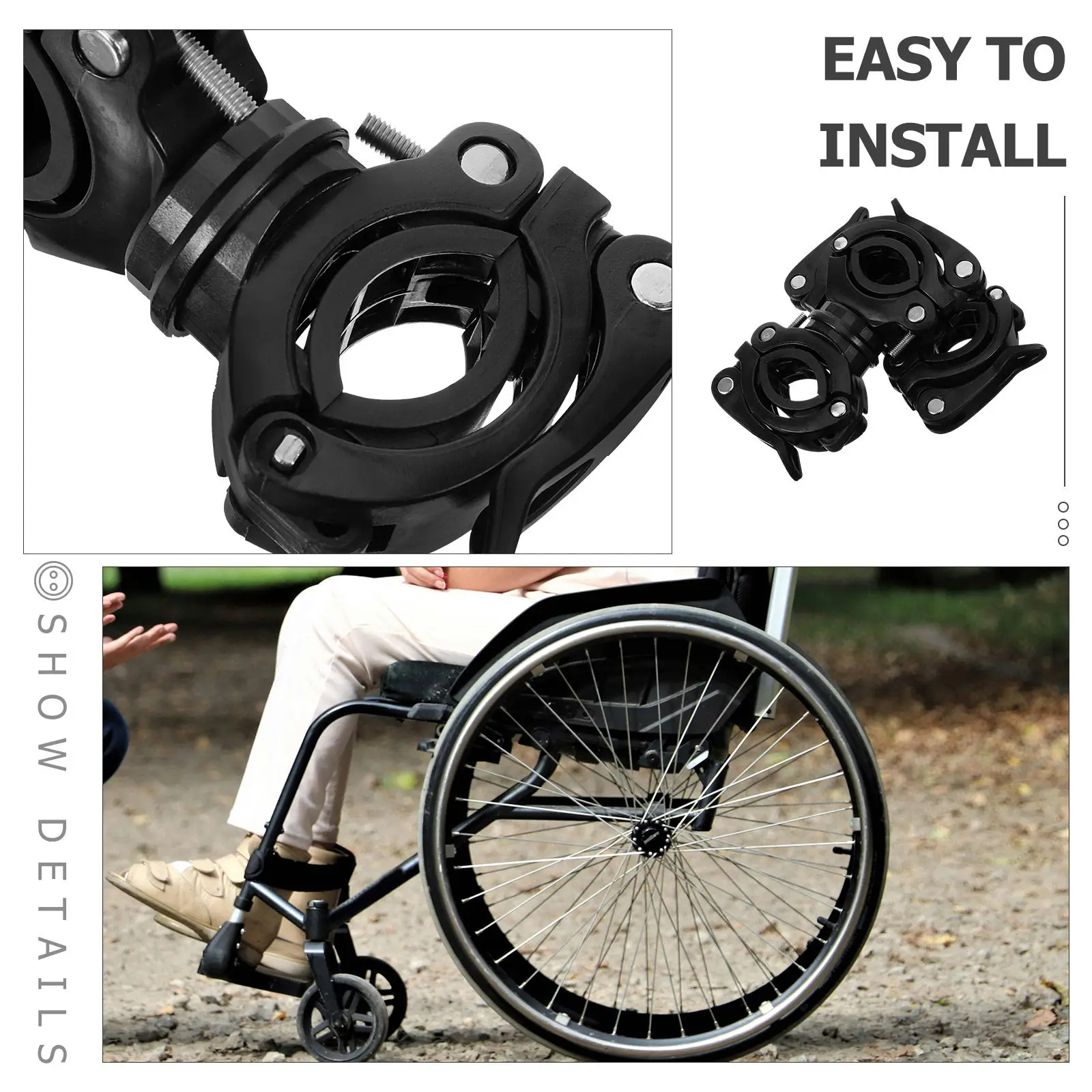 2Pcs Wheelchair Cane Holder Rotatable Sturdy Crutch Rack Portable Storage Organizer for Mobility Scooter Walker Crutch Support