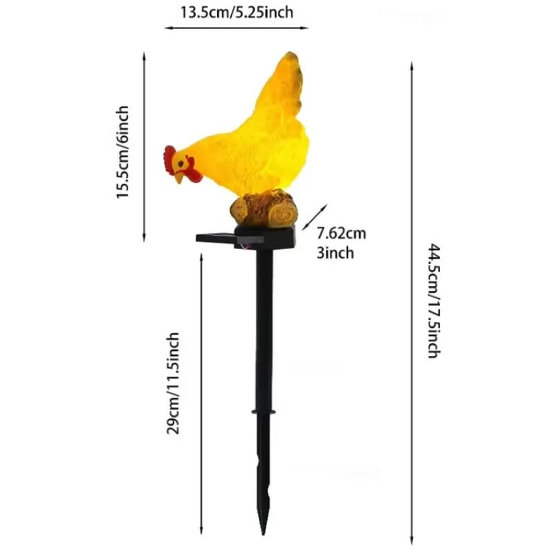 Solar Chicken Light Outdoor Garden Statue Decoration Cartoon Art Lamp Plug-in Yard Ornament for Lawn Patio Pathway Decor