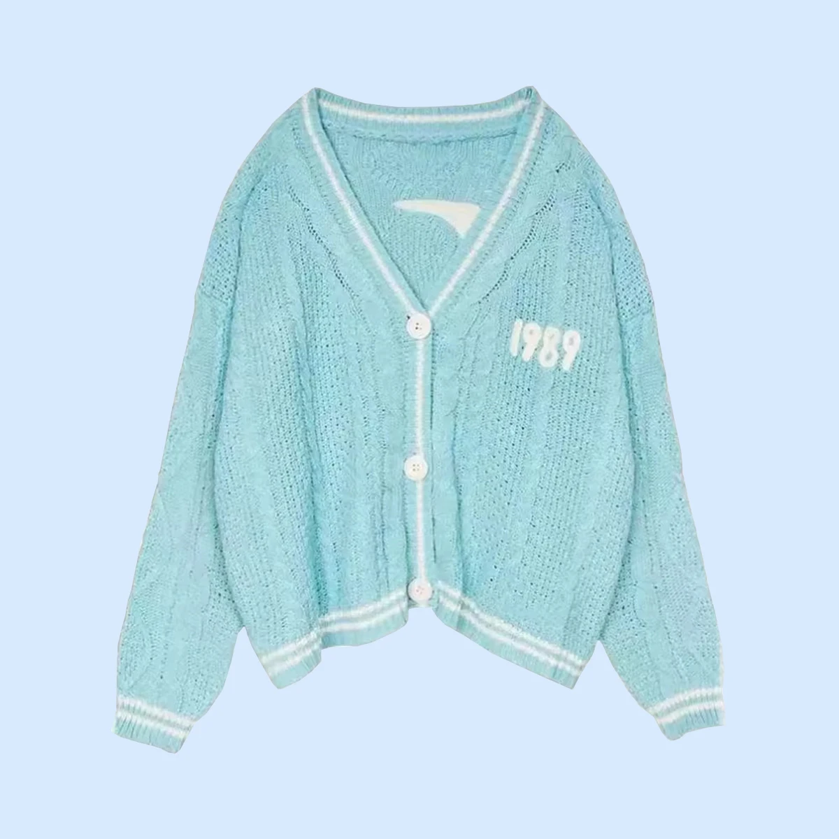 2024 Autumn Women Trend High Quality Loose Blue Knitted Cardigan Bird Embroidery Y2k Special Cardigans Female Vintage Sweater