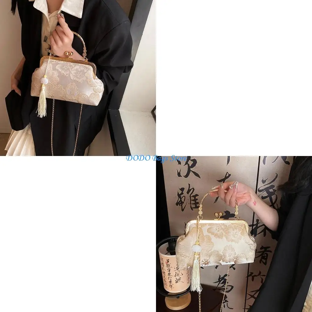 

Уникальная вечерняя сумочка Cheongsam, сумка через плечо из полиэстера со съемным ремешком-цепочкой, кошелек через плечо для