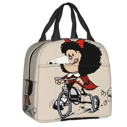 Mafalda-Boîte à lunch de cyclisme pour enfants, glacière de dessin animé, sac isotherme thermique, sacs fourre-tout de pique-nique pour enfants, écoliers, femmes, heureux